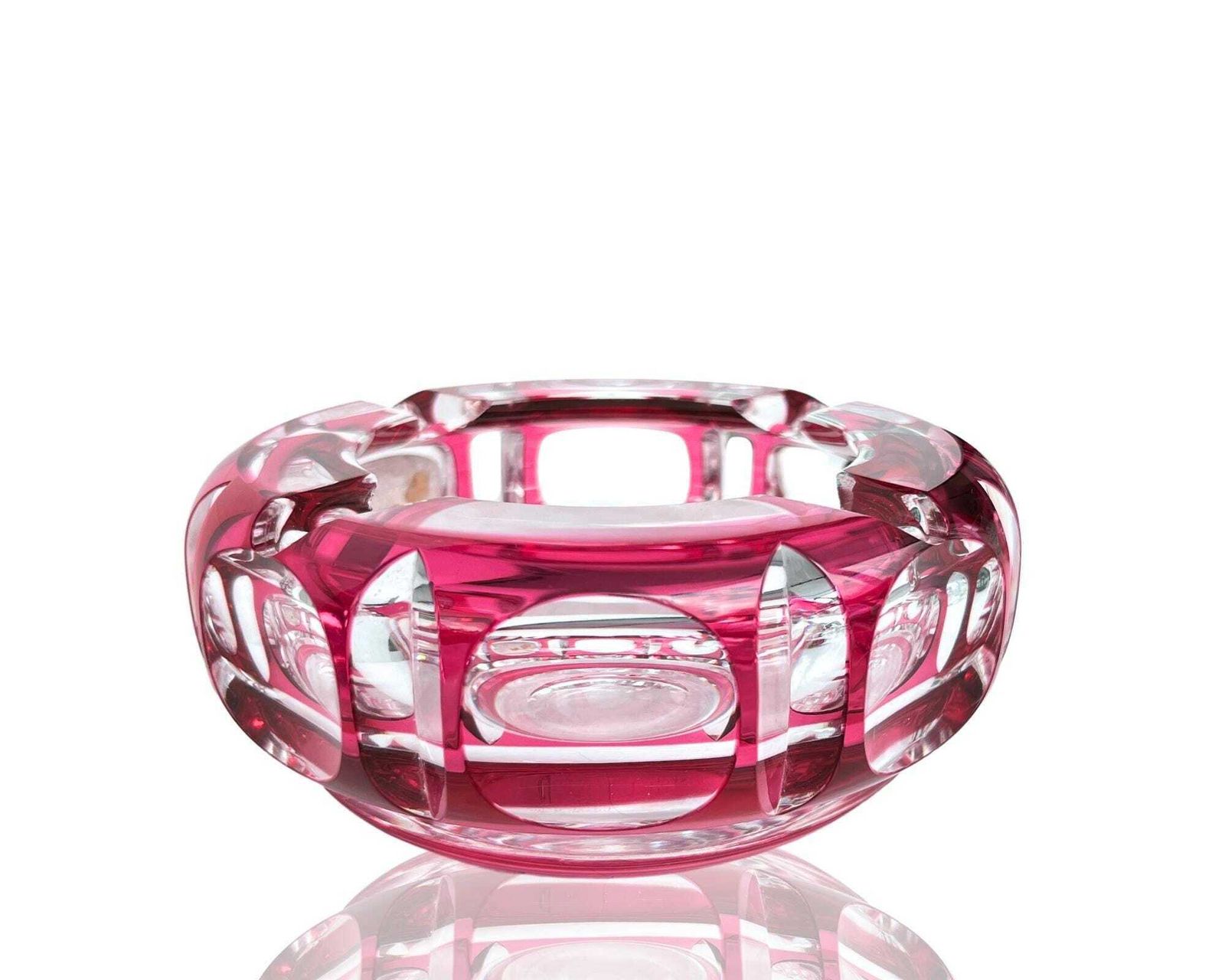 Val Saint Lambert Ashtray | 1 Stuk | Kristal In Jadegroen Of Rood photo vinterior