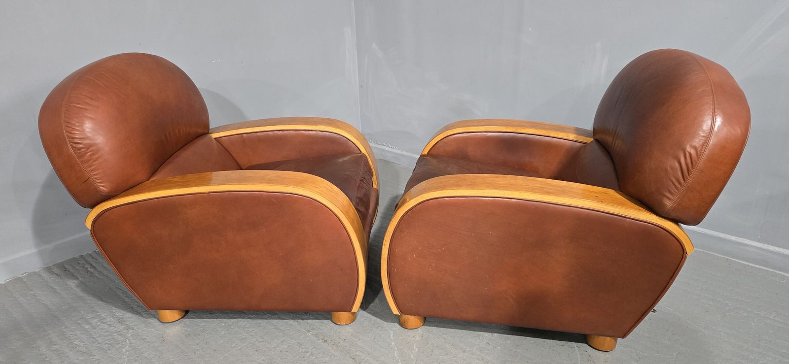 Pair Of Art Deco Leather Club Armchairs photo vintage