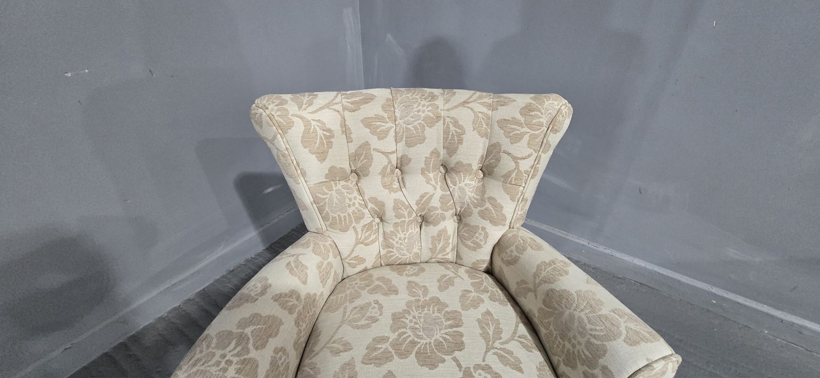 Linen Covered Boudoir Chair photo vinterior