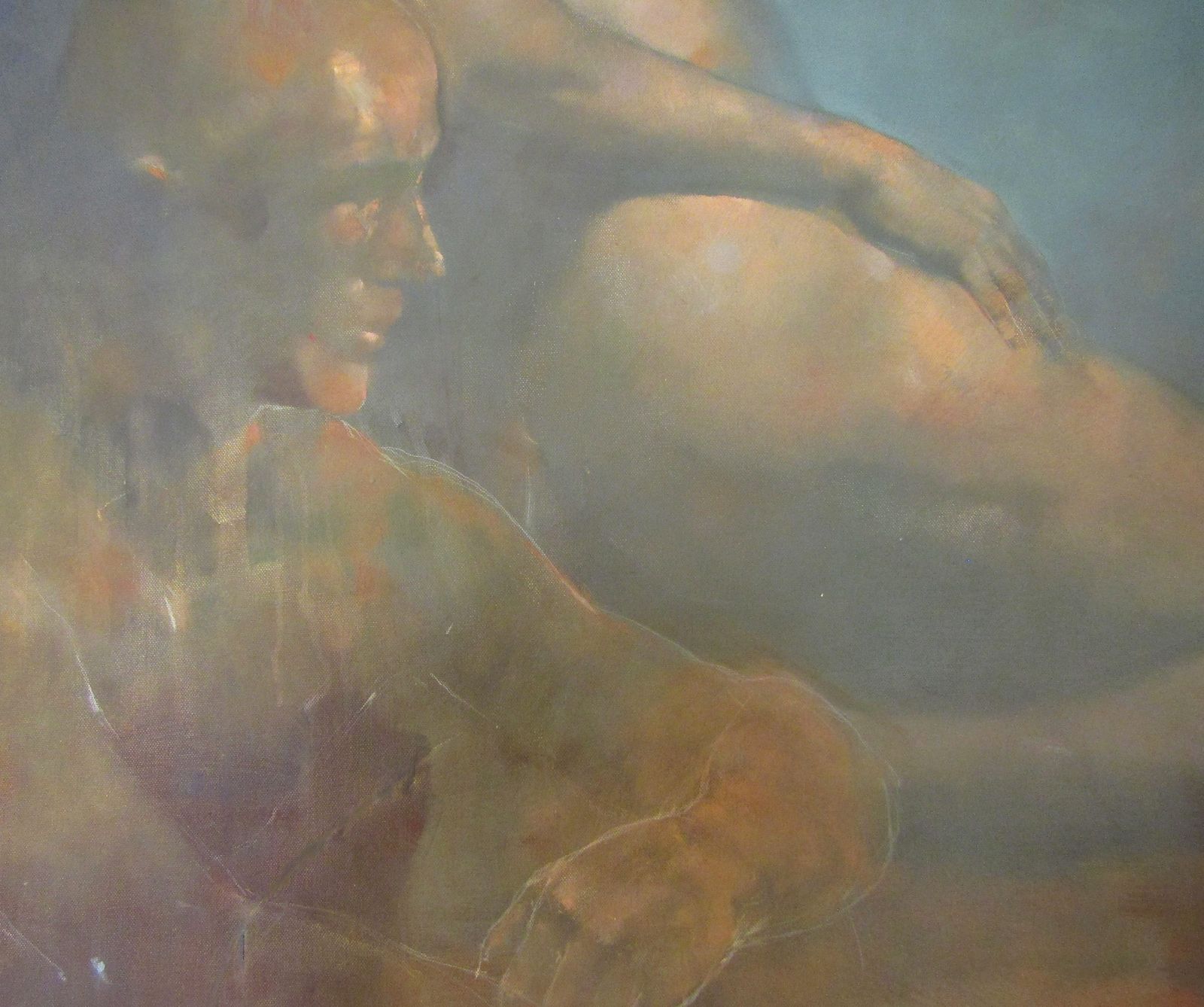 Huge Original Oil On Canvas "Contemplation" By Bill Bate, Signed And Framed Nude photo Art