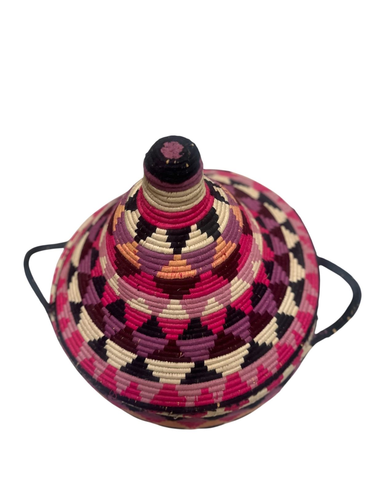 photo vintage Vintage Berber Basket Handwoven Moroccan Lidded Container