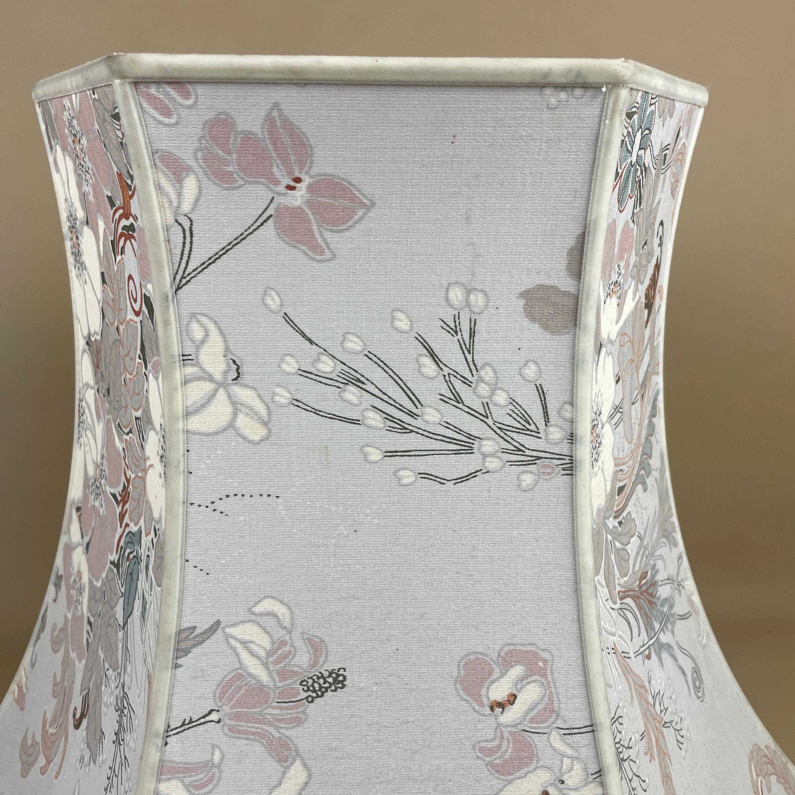 Antique Oriental Patterned Vintage Lamp Shade Lampshade Velvet Edge Trim Lightshade Light Empire Downton Abbey Pattern Floor Lamp Large Pink photo 50.0