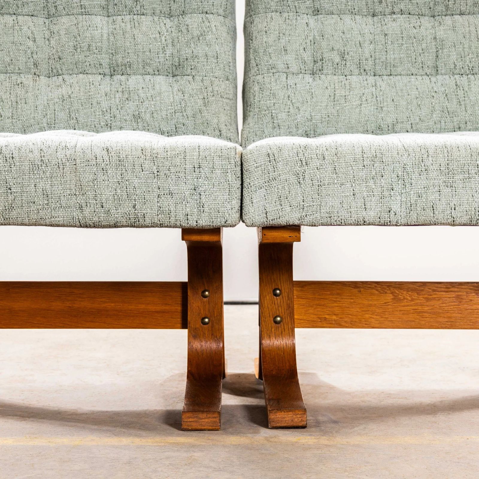 1970’s Ludvik Volak Sea Foam Slubbed Weave Reupholstered Bratislava Side Chairs photo 750.0