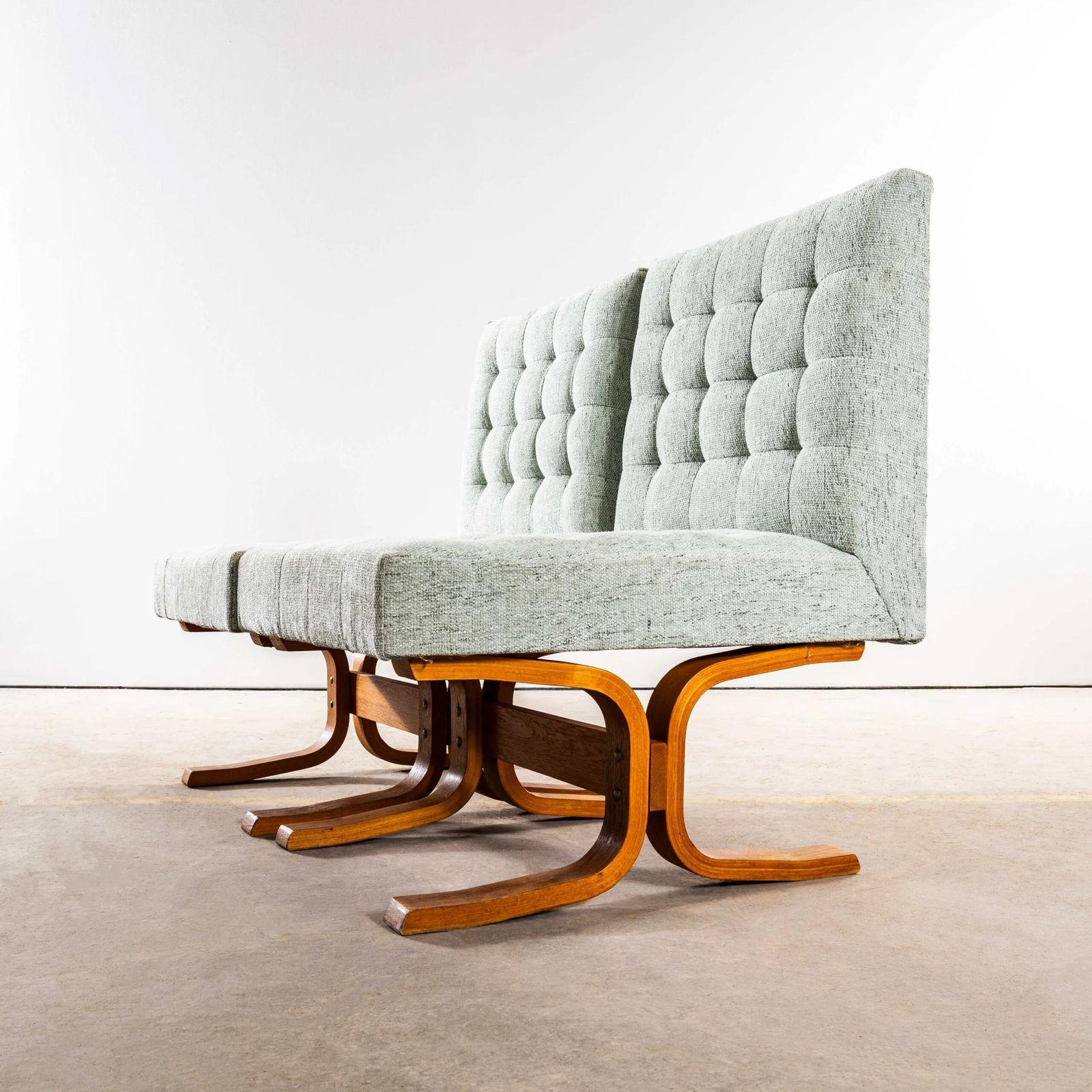 1970’s Ludvik Volak Sea Foam Slubbed Weave Reupholstered Bratislava Side Chairs photo vintage