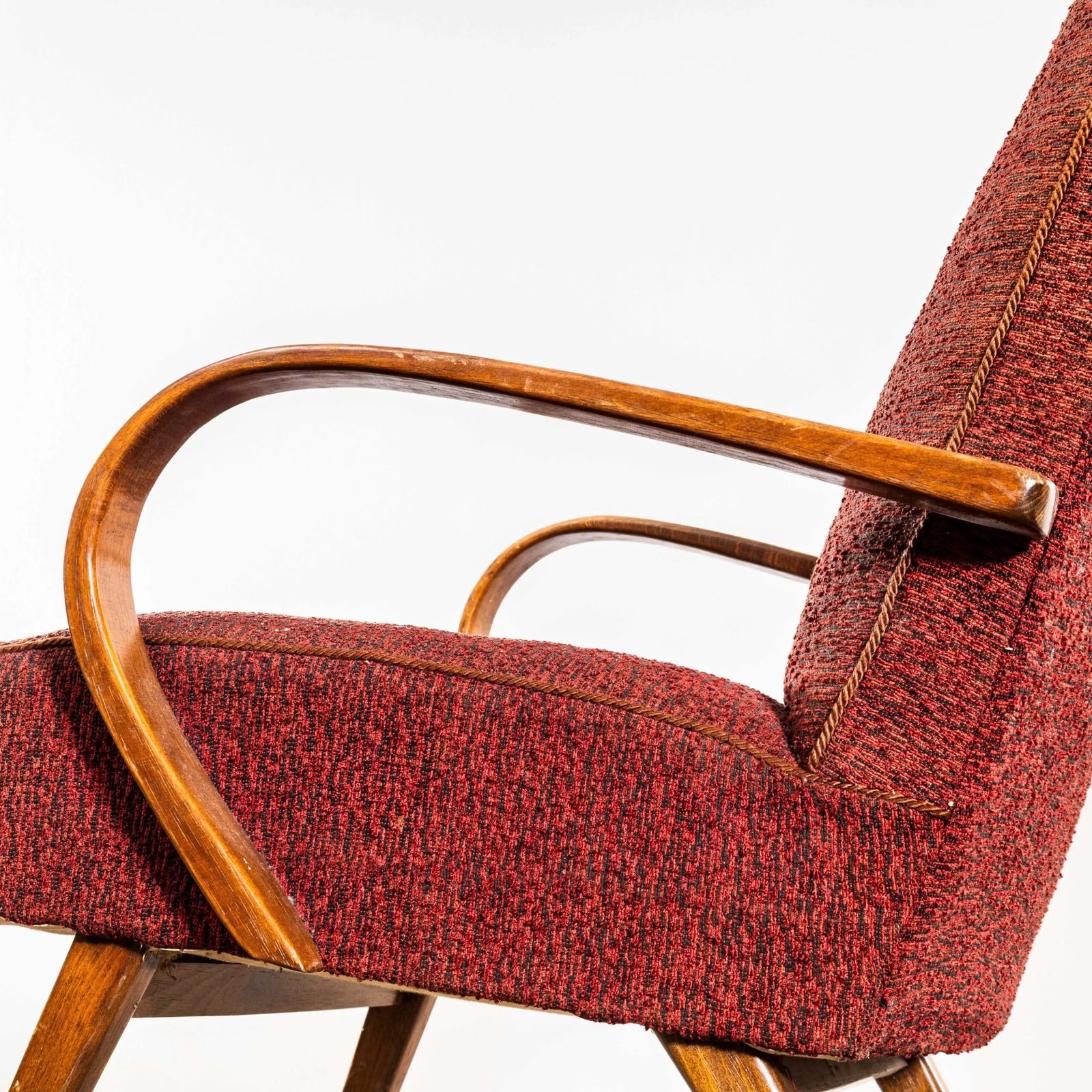 1950’s Jaroslav šmídek Original Armchairs In A Rust Boucle Fabric photo furniture