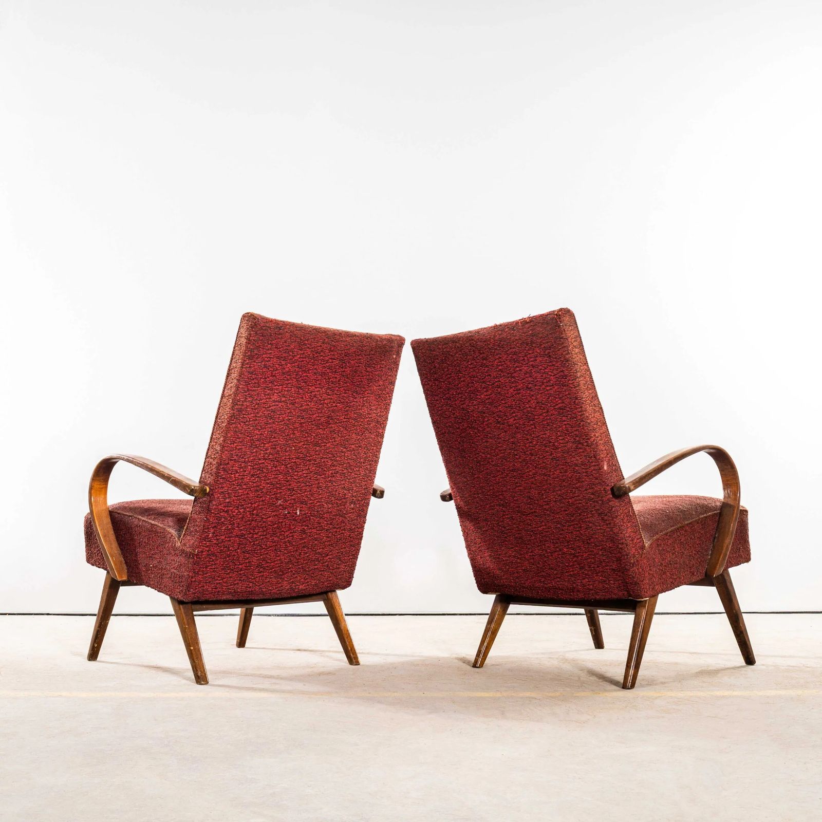 1950’s Jaroslav šmídek Original Armchairs In A Rust Boucle Fabric photo 345.0