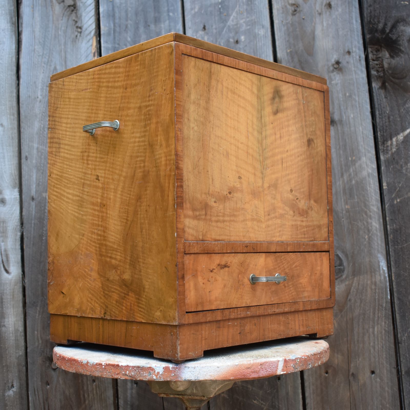 Antique Heal's Of London Walnut Haberdashery Chest Sewing Cabinet Side Table photo Furniture