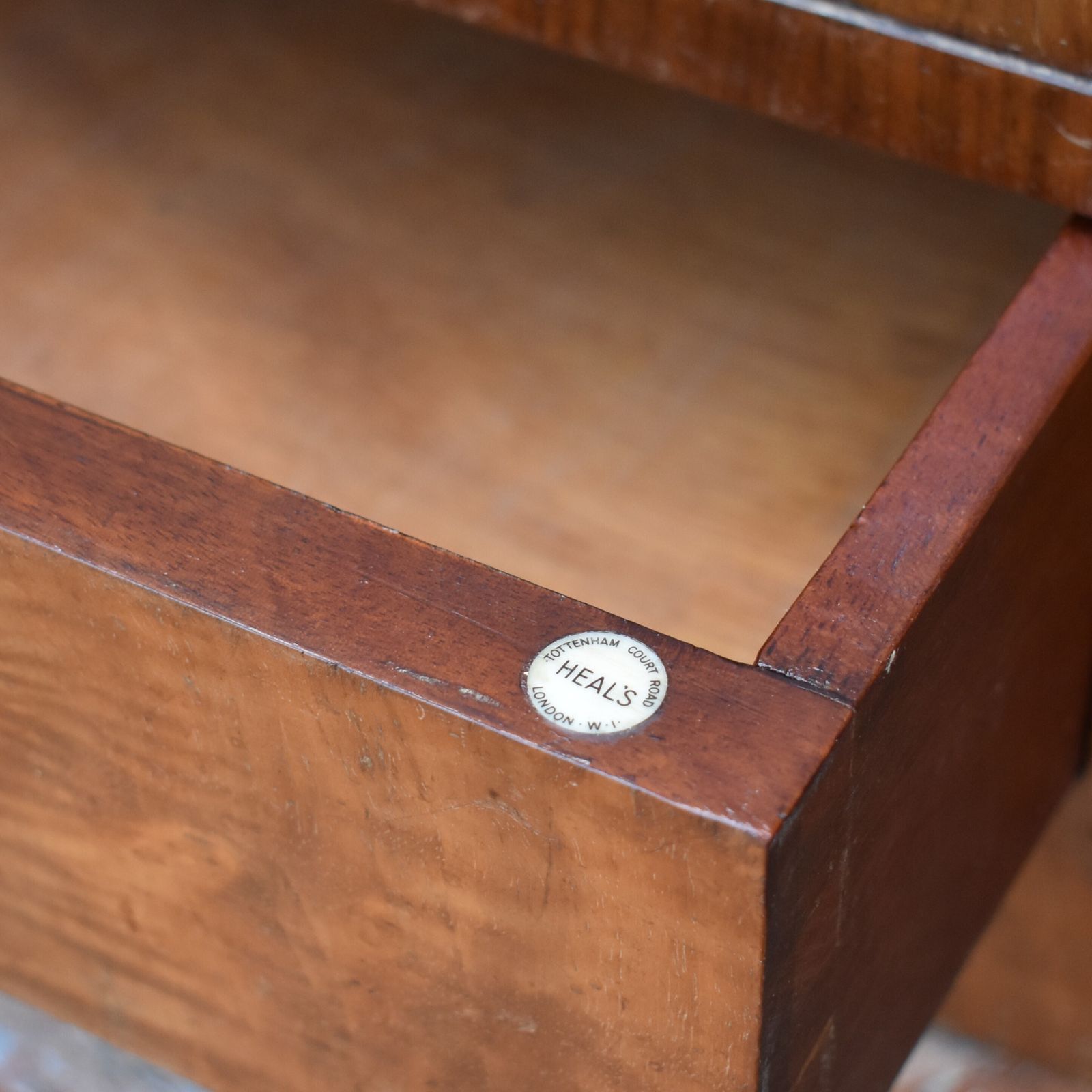 Furniture Antique Heal's Of London Walnut Haberdashery Chest Sewing Cabinet Side Table photo