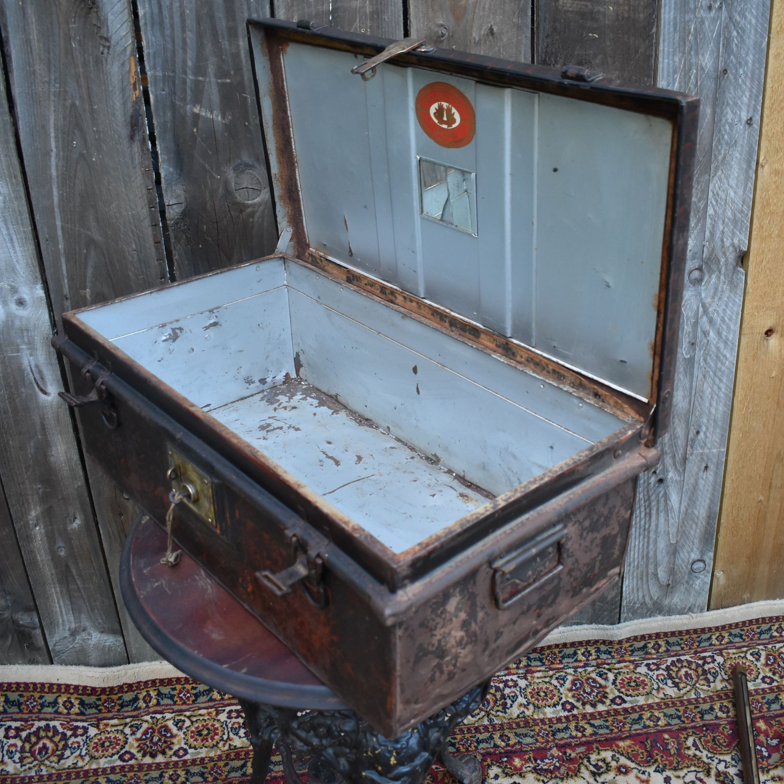 photo furniture Antique Jones Brothers & Co Toleware Military Army Uniform Travel Trunk England