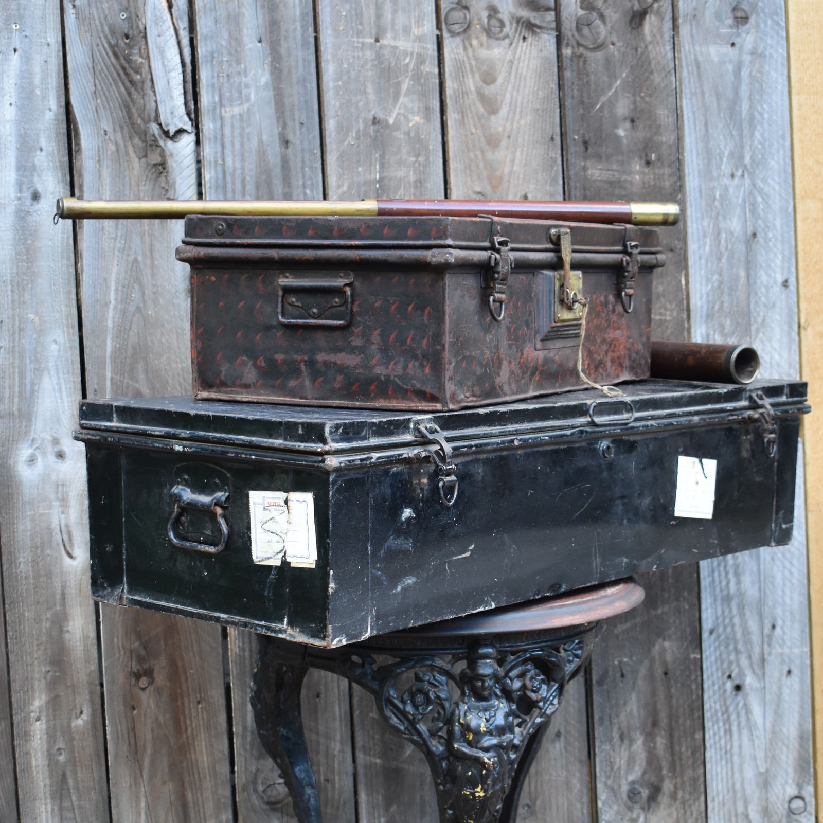 Antique Lieutenant Pugh Hms Eagle Toleware Military Army Uniform Travel Trunk photo furniture