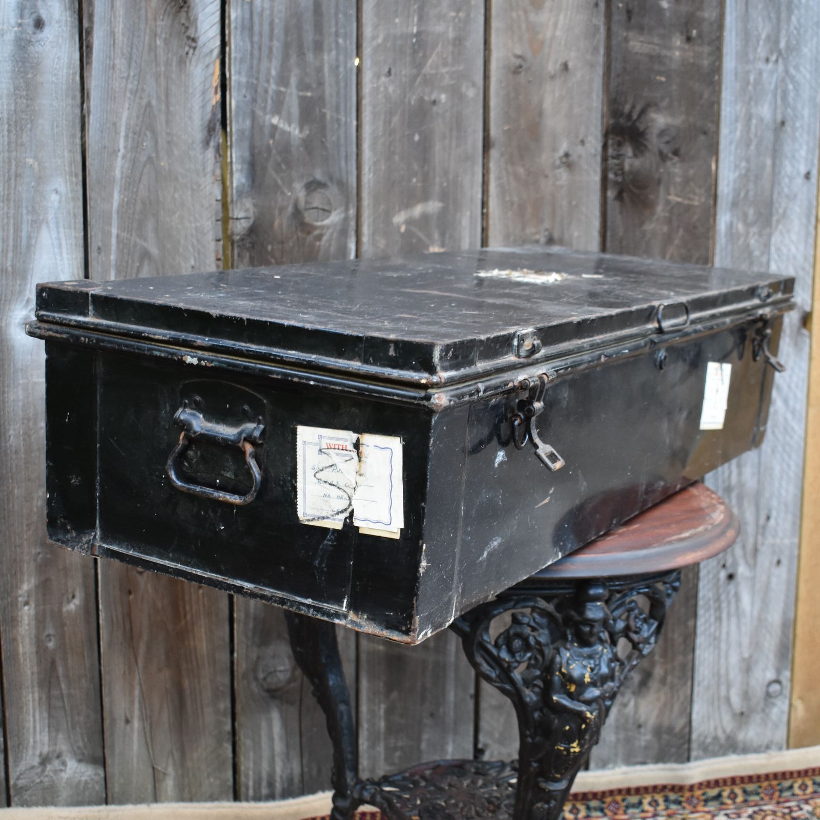 Antique Lieutenant Pugh Hms Eagle Toleware Military Army Uniform Travel Trunk photo vintage