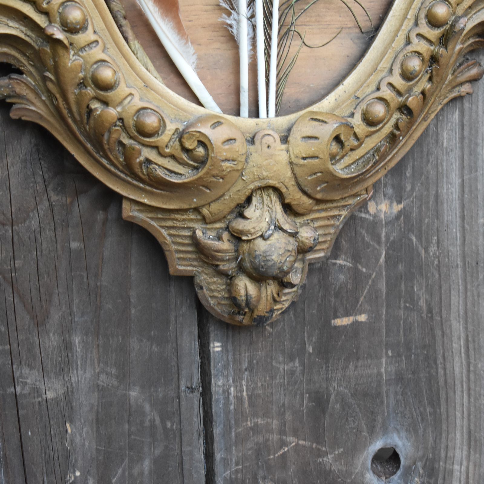 Antique Early 19th Century Ornate Oval Gold Gilt Gesso Plaster Picture Frame photo vintage