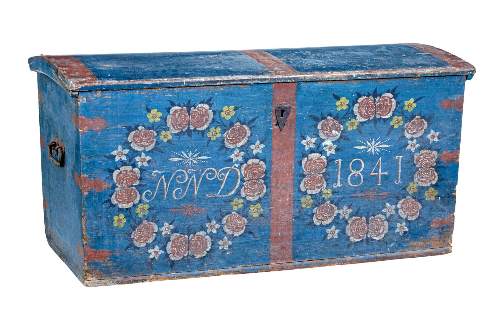 Mid 19th Century Swedish Folk Art Hand Painted Pine Coffer photo buy