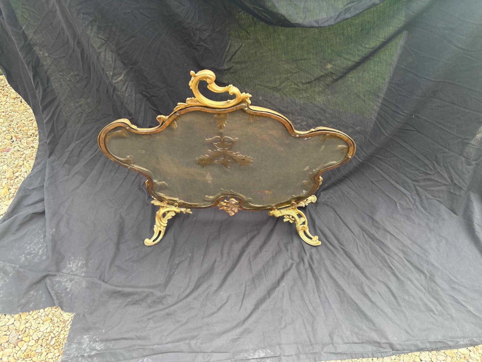 French Rococo Fireplace Spark Guard Antique Bronze Fire Screen Cherubs Fireplace photo buy