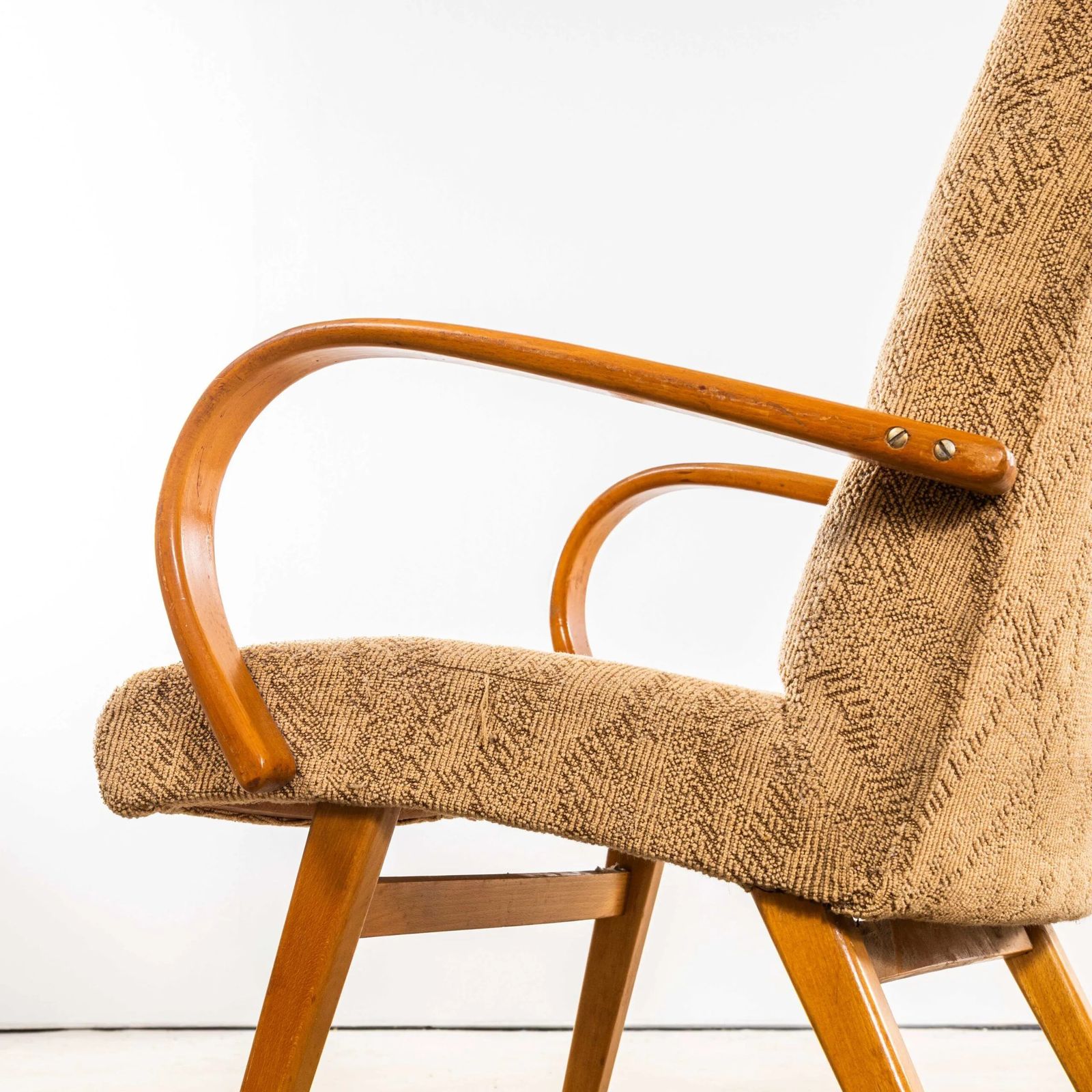 1950’s Jaroslav šmídek Original Armchairs In A Geometric Slub Jacquard – Standard Seat photo furniture