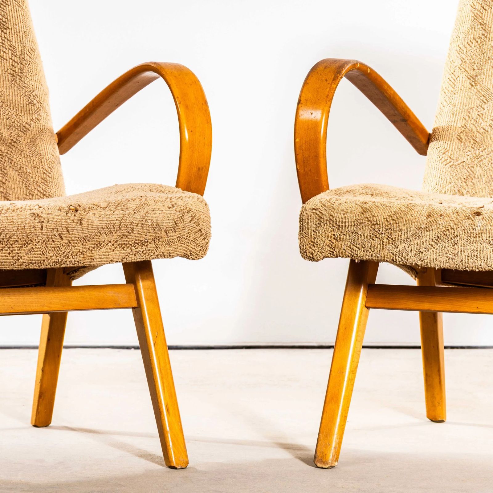 1950’s Jaroslav šmídek Original Armchairs In A Geometric Slub Jacquard – Standard Seat photo 678.0