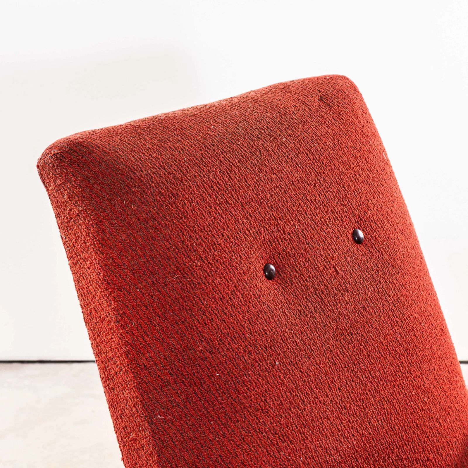 1950’s Jaroslav šmídek Original Armchairs In A Tomato Boucle Geometric Check Fabric With Sprung Seat photo vintage