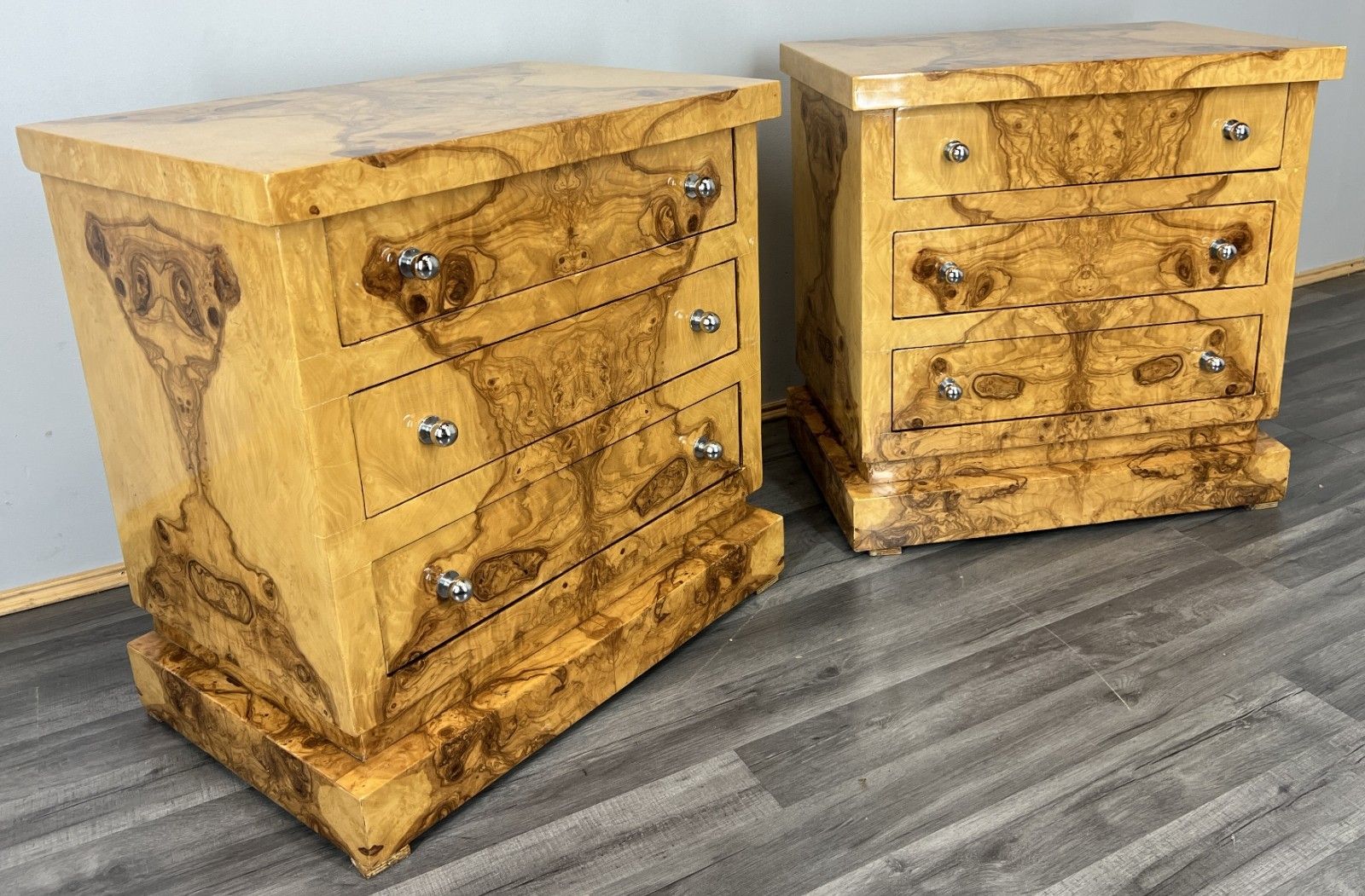 Pair Of French Bedside Tables  Night Tables  Art Deco Burr  Lot 4233 photo for sale