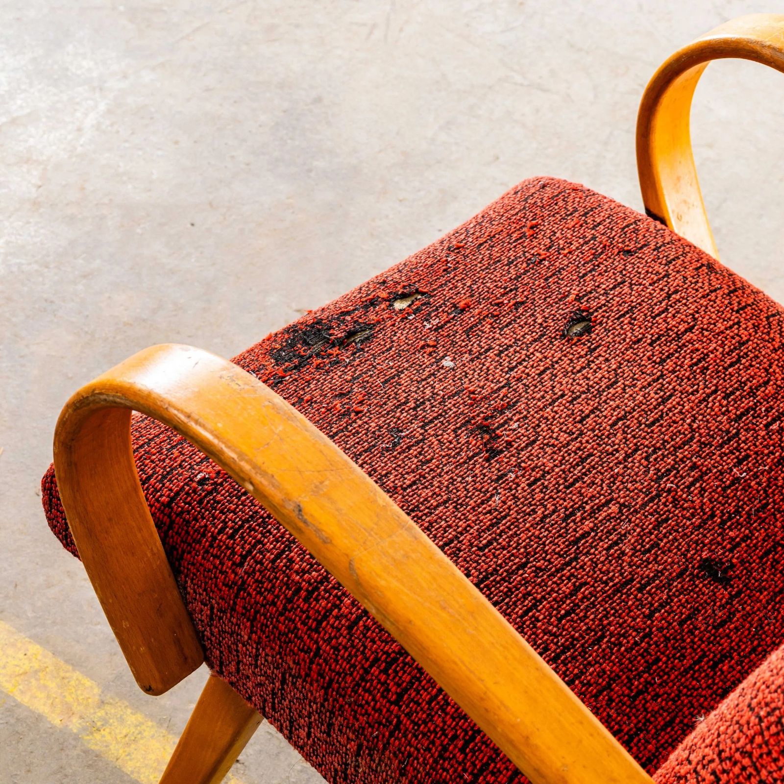 1950’s Jaroslav šmídek Original Armchairs In A Tufted Orange Jacquard – Standard Seat photo Furniture