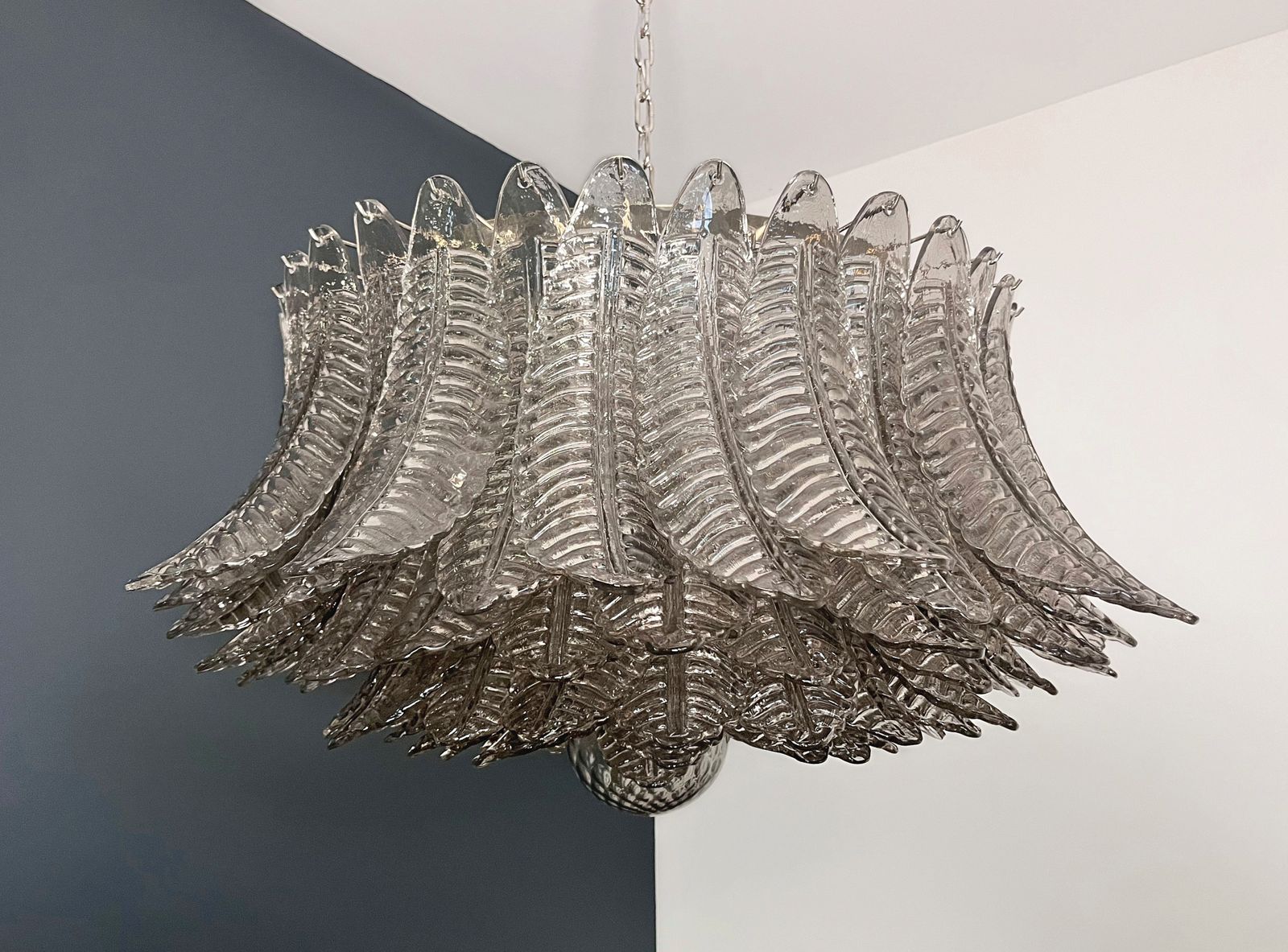Large Murano Glass Chandelier  100 Smoked Felci Glasses photo vintage