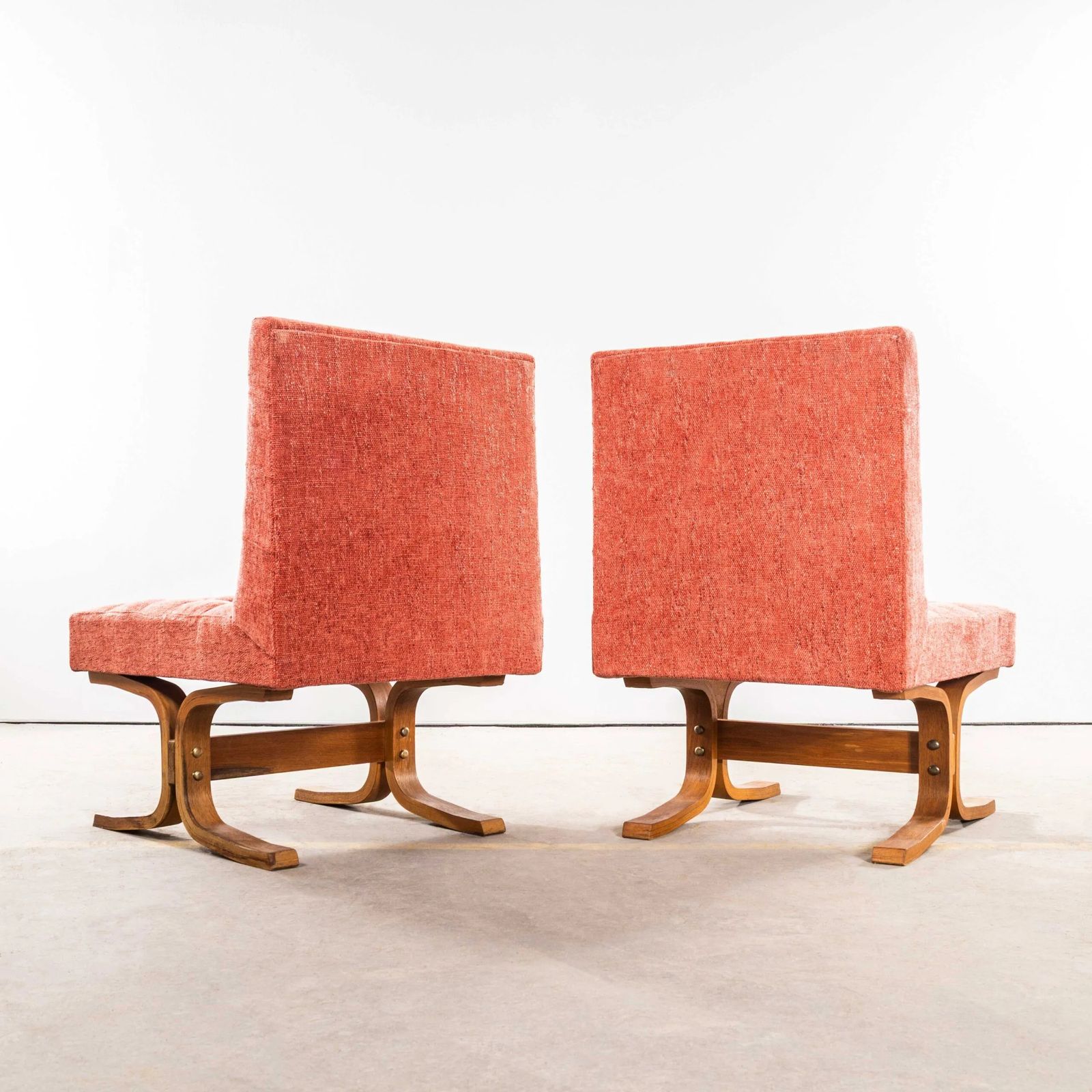 1970’s Ludvik Volak Coral Slubbed Weave Reupholstered Bratislava Side Chairs photo vinterior