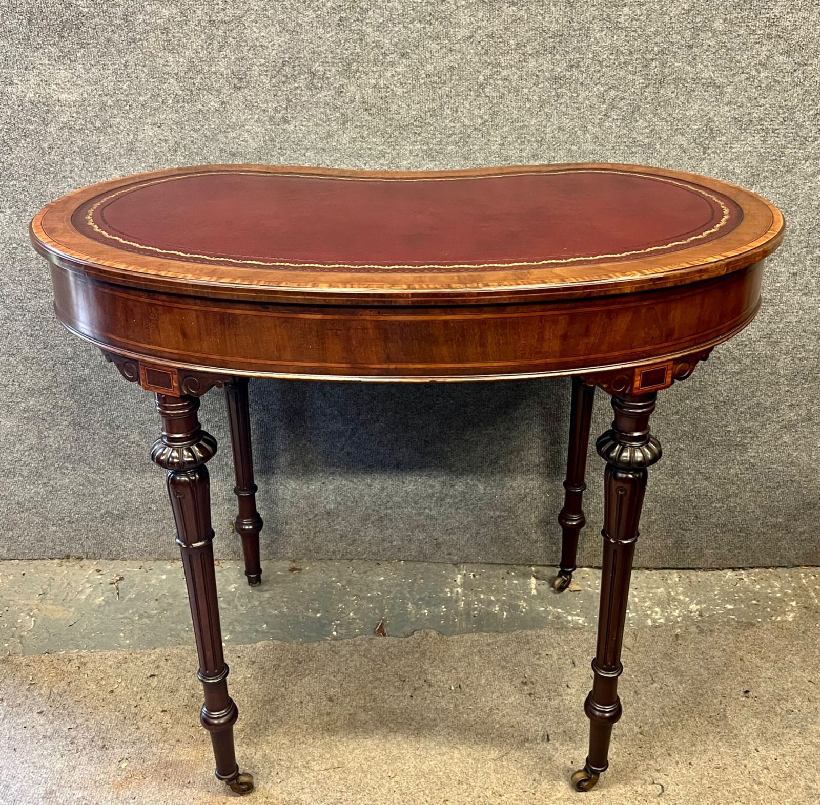 Edwardian Inlaid Kidney Shaped Writing Table photo Furniture