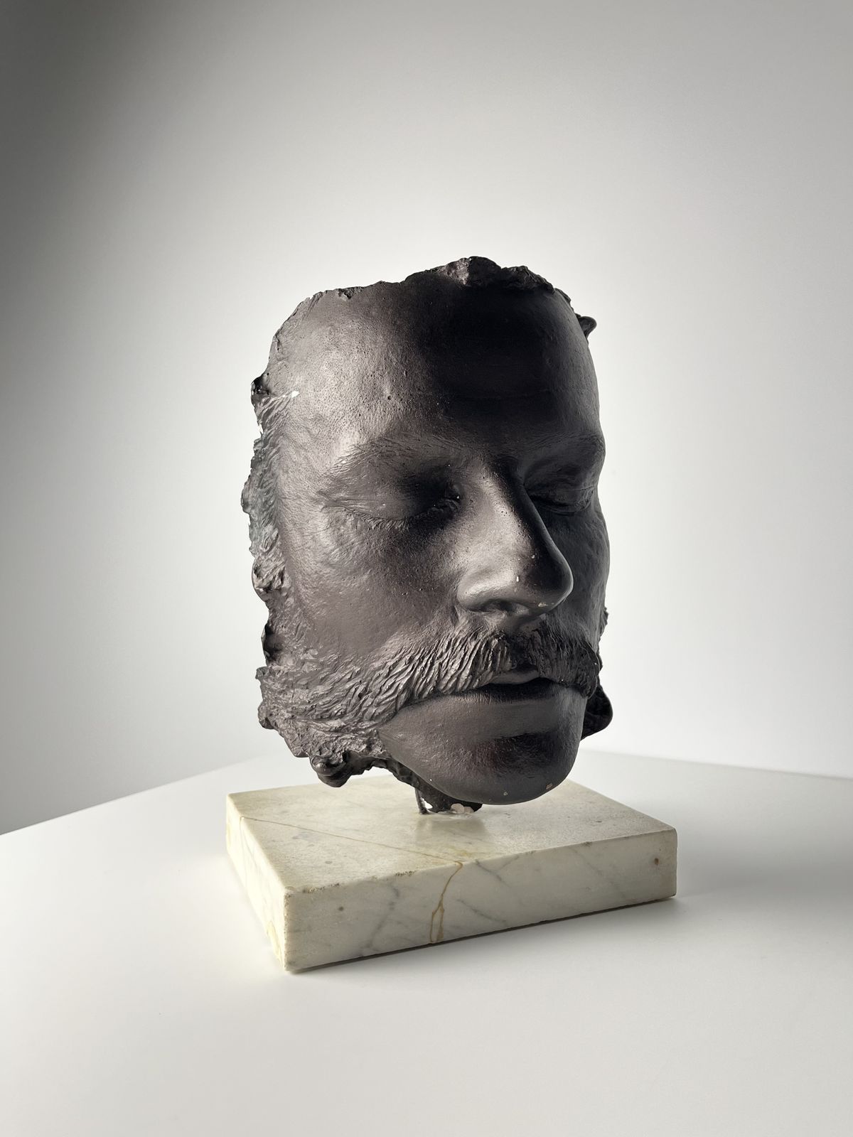 Enigmatic Death Mask Sculpture On Marble Base, Age And Origin Unknown photo buy