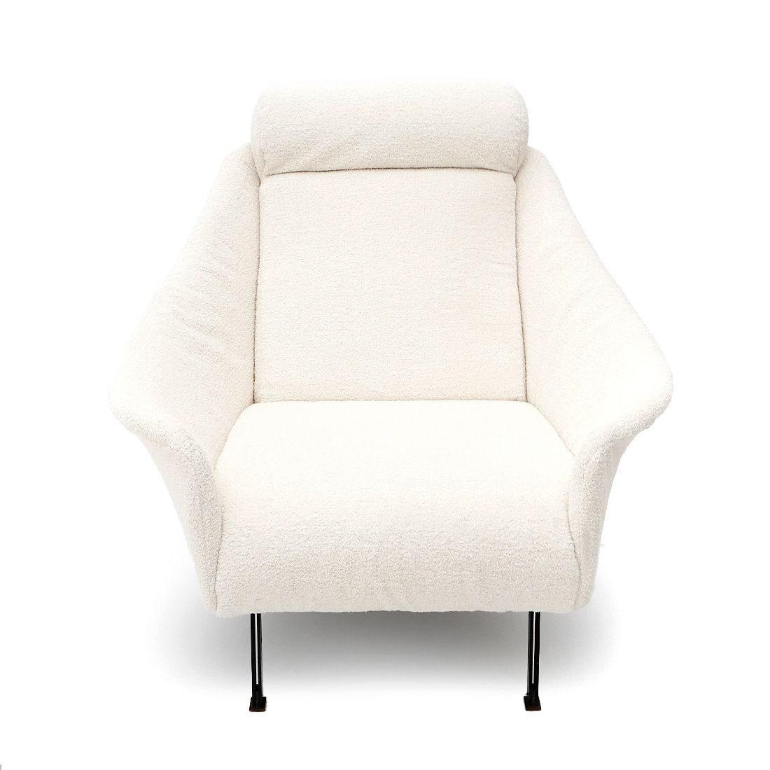 photo for sale Pair Of White Bouclé Armchairs, 1950s