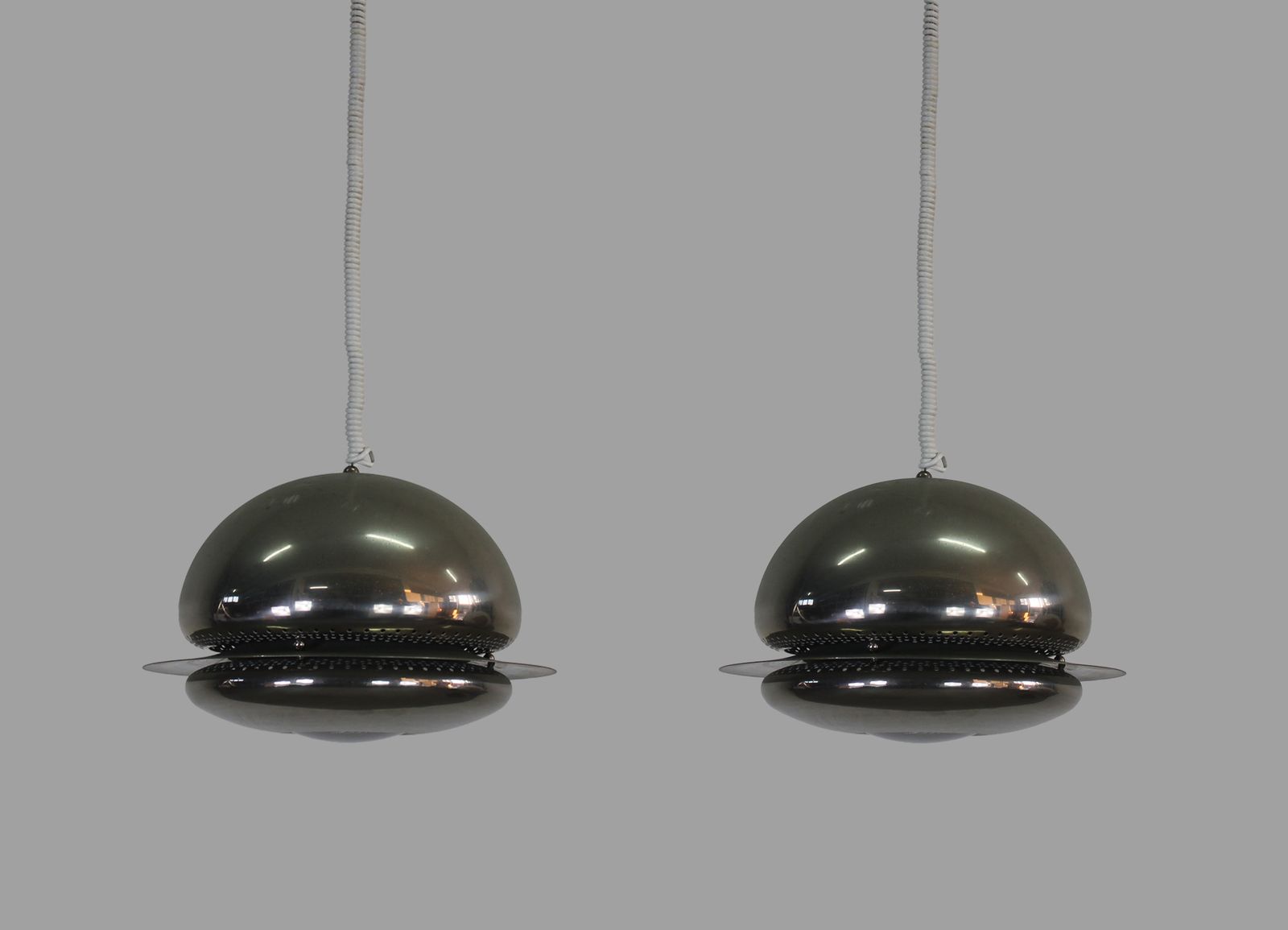 Tobia Scarpa Set Of Two Nictea Lamps In Nickel Plated Brass By Flos 1960s