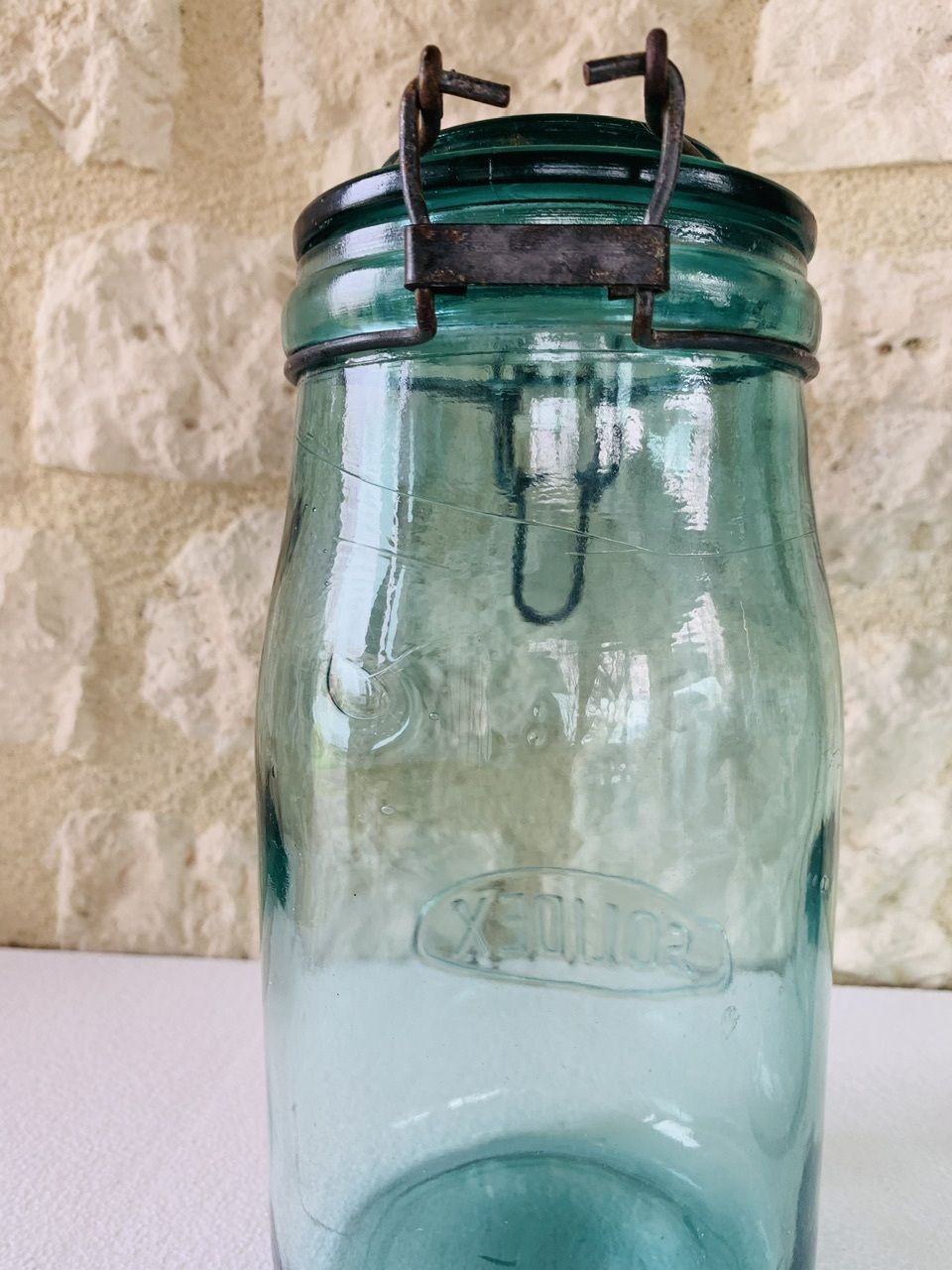Vintage, French, Turquoise Glass Jars From Solidex, 1940s, Set Of 2 photo 280.0
