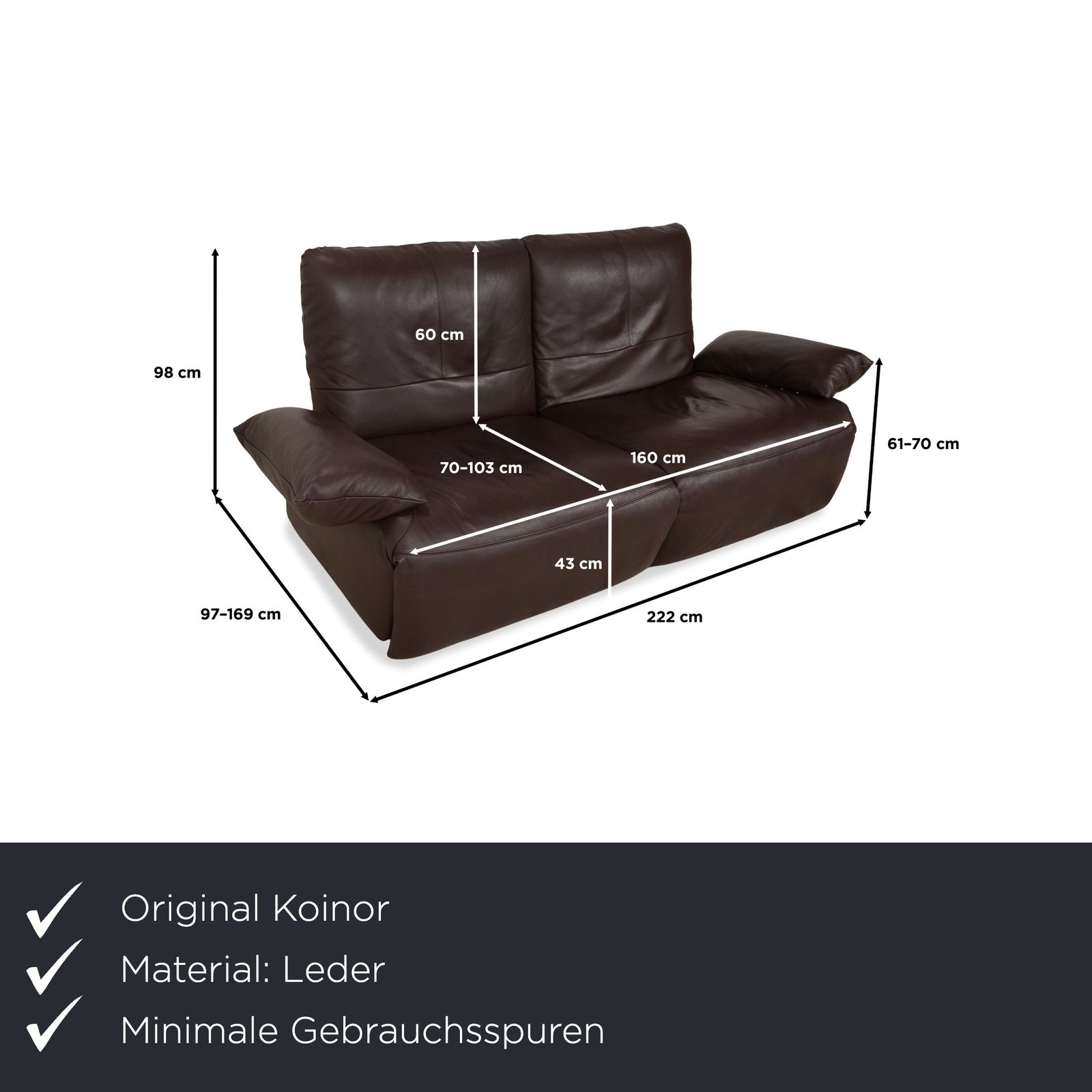 Koinor Easy Leren Tweezitter Bruin Elektrisch Verstelbare Sofa photo furniture