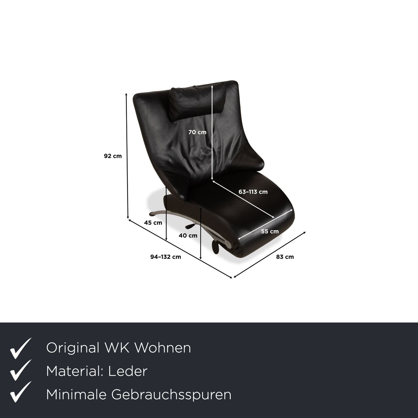 Wk Wohnen Solo 699 Leather Armchair Black Manual Function photo furniture