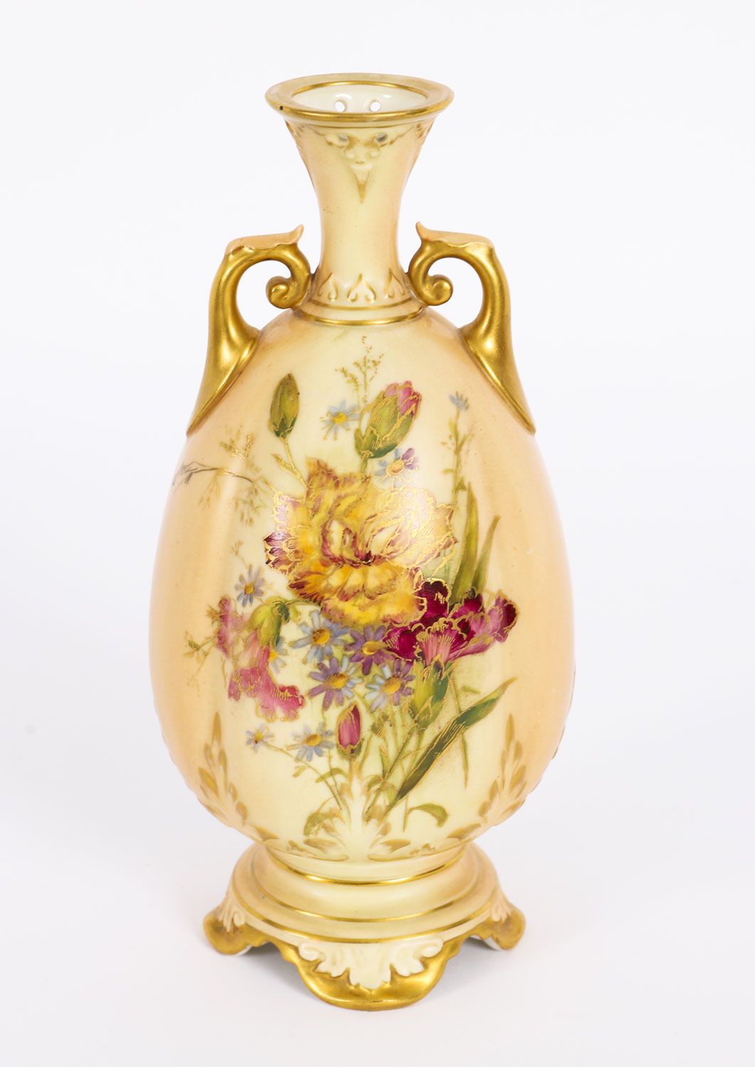 Antique Royal Worcester Ovoid Porcelain Vase Dated 1909 19th C