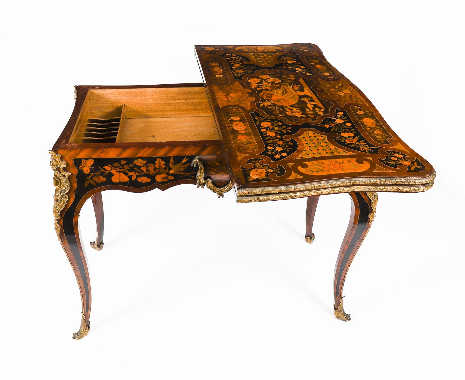 4750.0 French Louis Revival Floral Marquetry Console 19th C photo