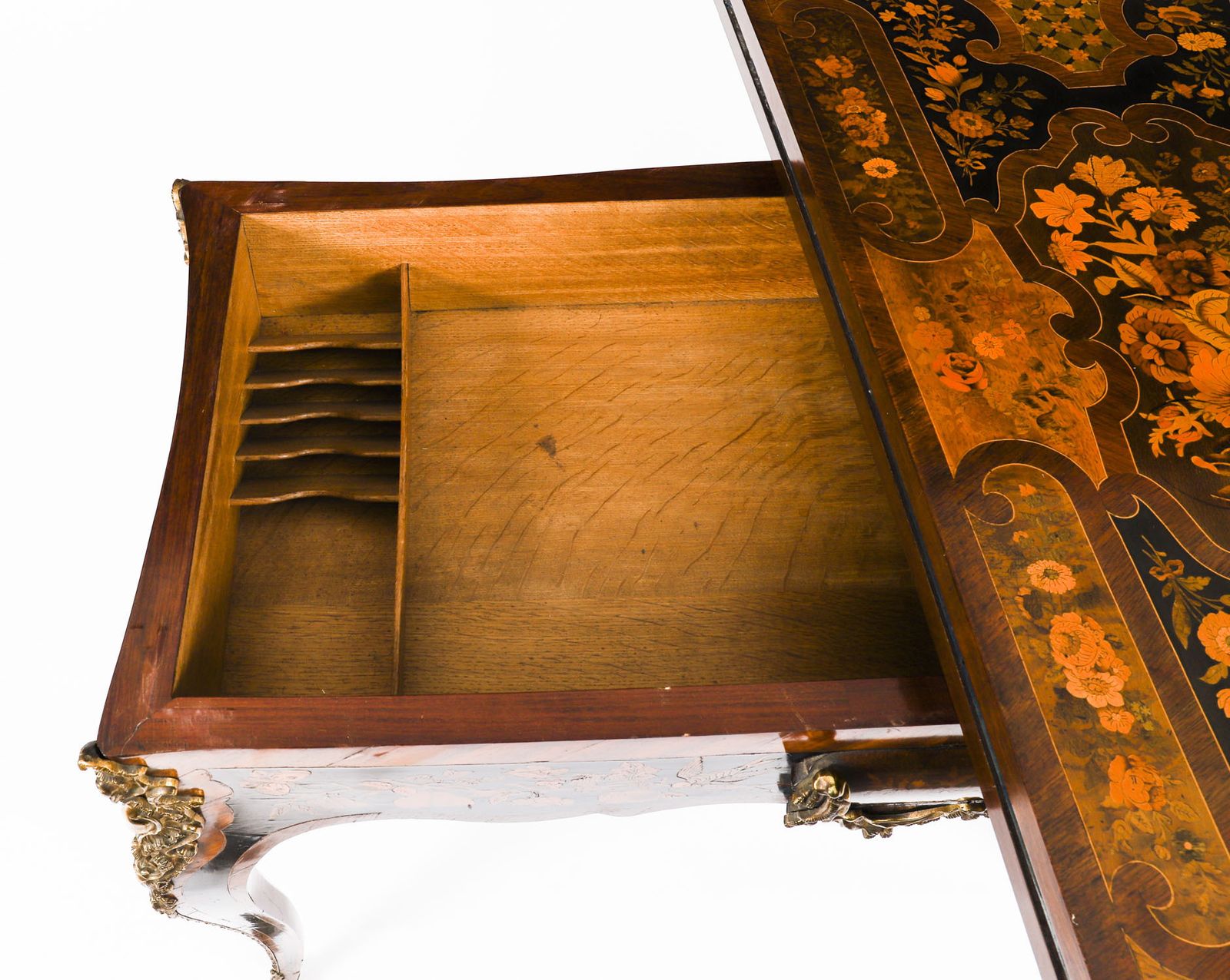 photo vinterior French Louis Revival Floral Marquetry Console 19th C