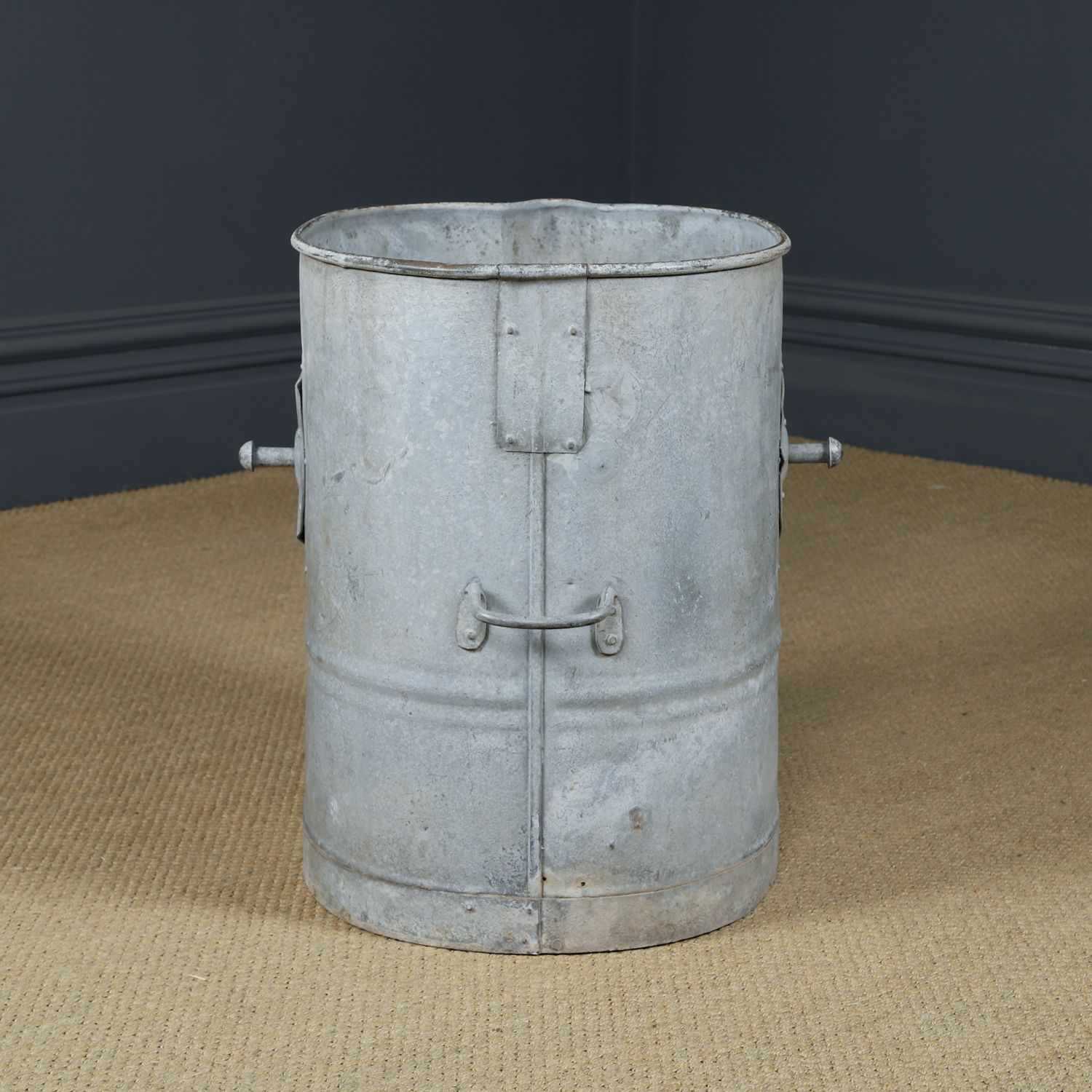 photo furniture English Galvanised Metal Log  Storage / Bin / Tub / Tree / Shrub Planter (Circa 1920)