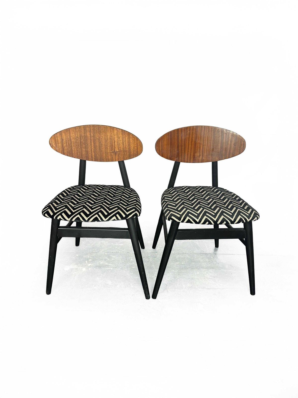 Mid Century Drop Leaf Dining Table And Two Reupholstered Butterfly Dining Chairs photo vinterior