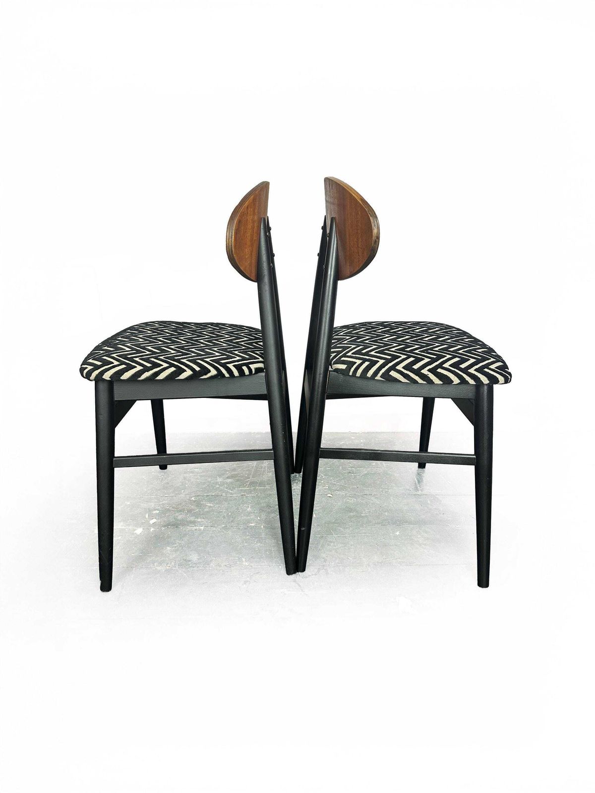 photo furniture Mid Century Drop Leaf Dining Table And Two Reupholstered Butterfly Dining Chairs