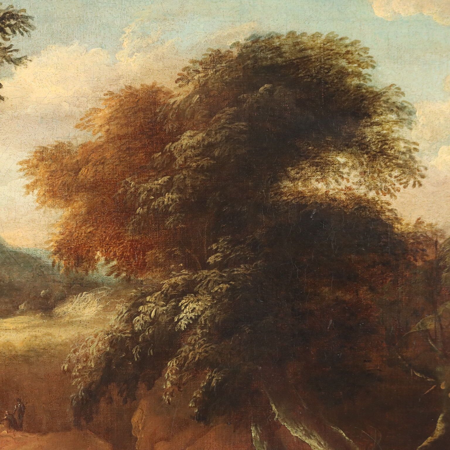 Antique Painting Landscape With Figures Oil On Canvas '700 '800 photo vinterior