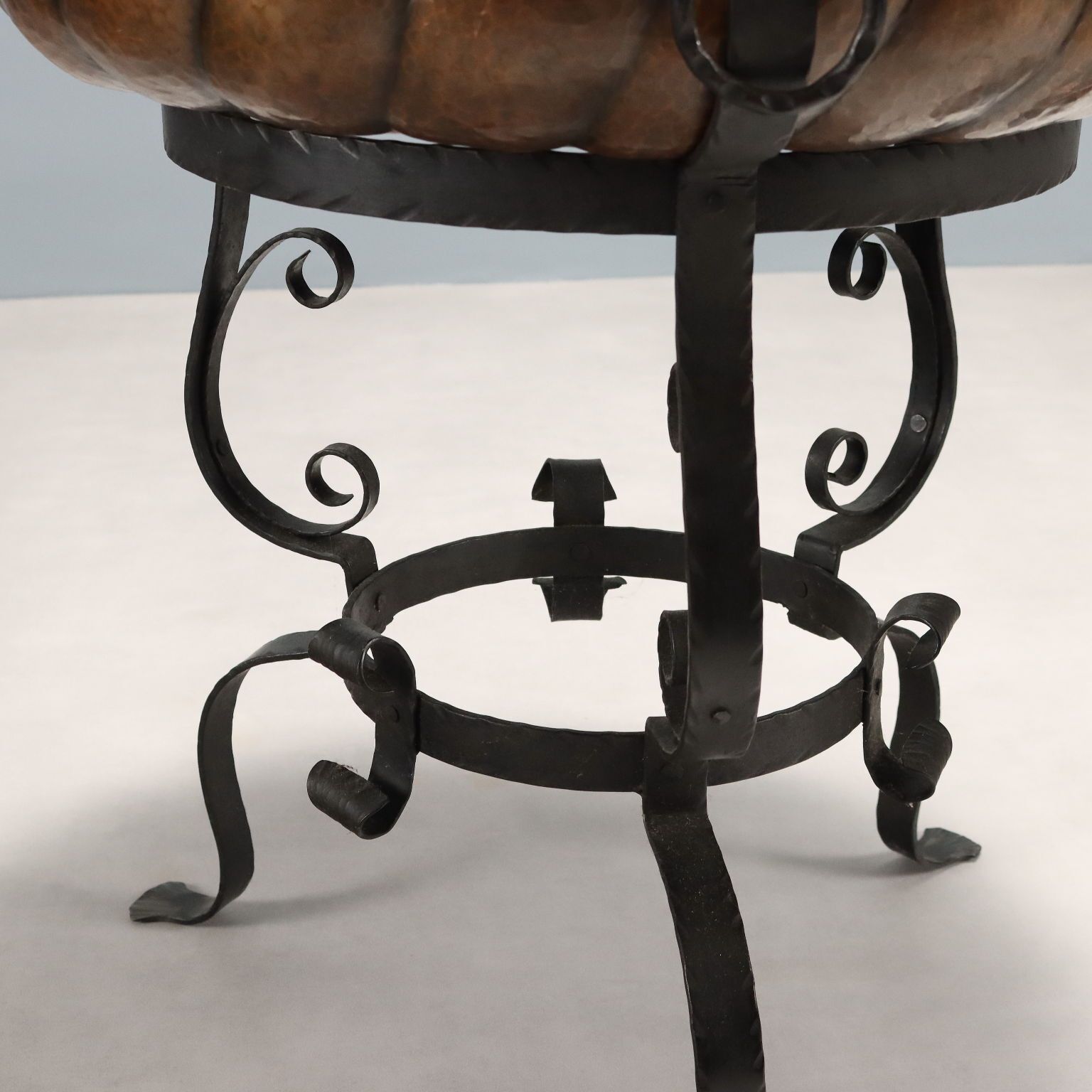 Antique Trypod Planter Wrought Iron Copper Italy XX Century photo Home Decor