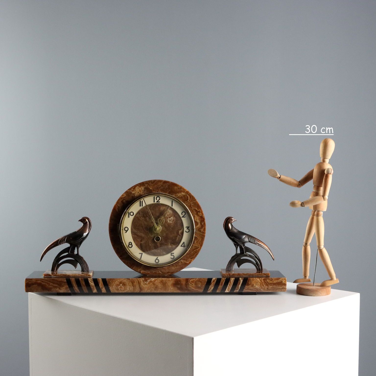 Clock Art Deco Marble Onyx Italy 1930s 1940s photo furniture