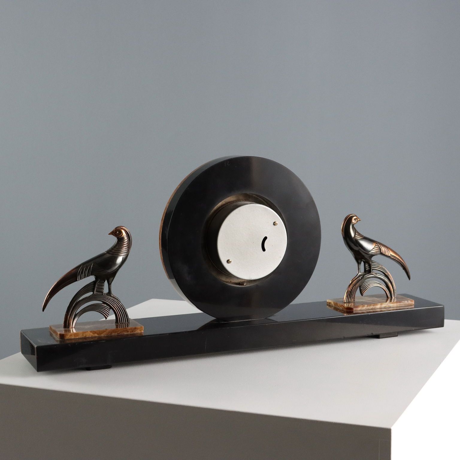 610.0 Clock Art Deco Marble Onyx Italy 1930s 1940s photo