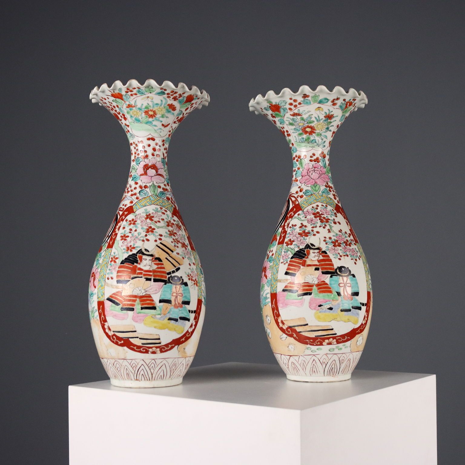 photo for sale Antique Vases Porcelain Trumpet Shaped Japan Taisho 1910 1920