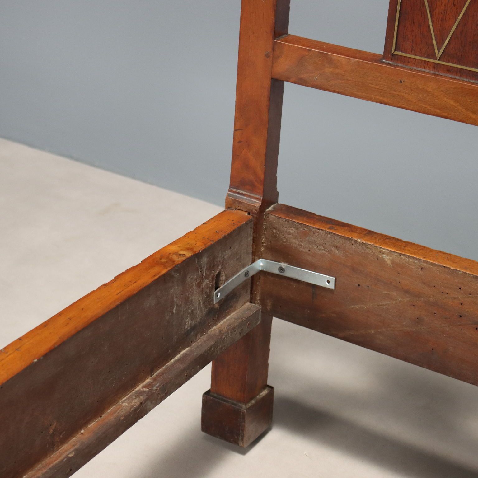 Antique Single Bed Empire Walnut Brass Italy XIX Century photo buy