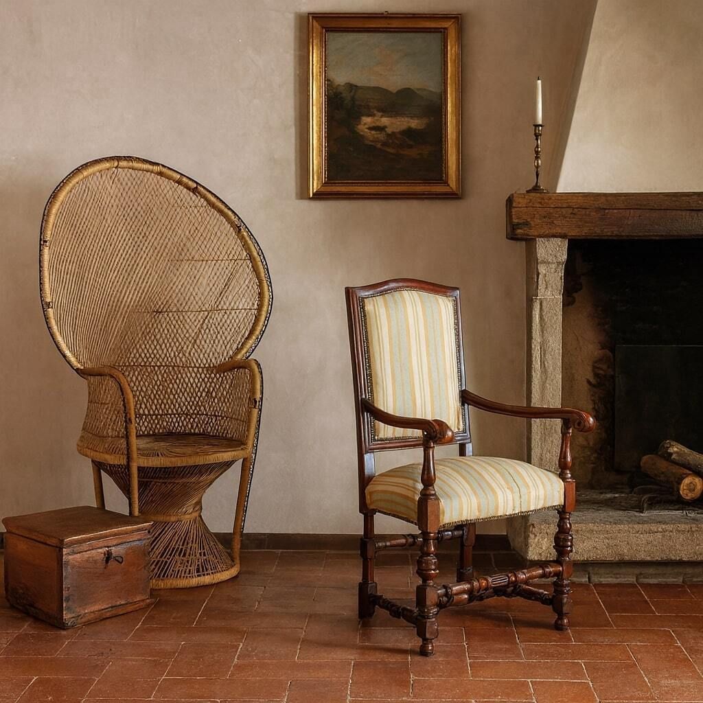 Armchair Baroque Style Walnut Padding XIX Century photo furniture