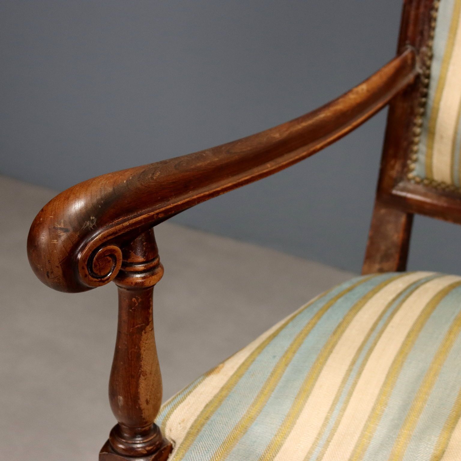 Armchair Baroque Style Walnut Padding XIX Century photo 380.0