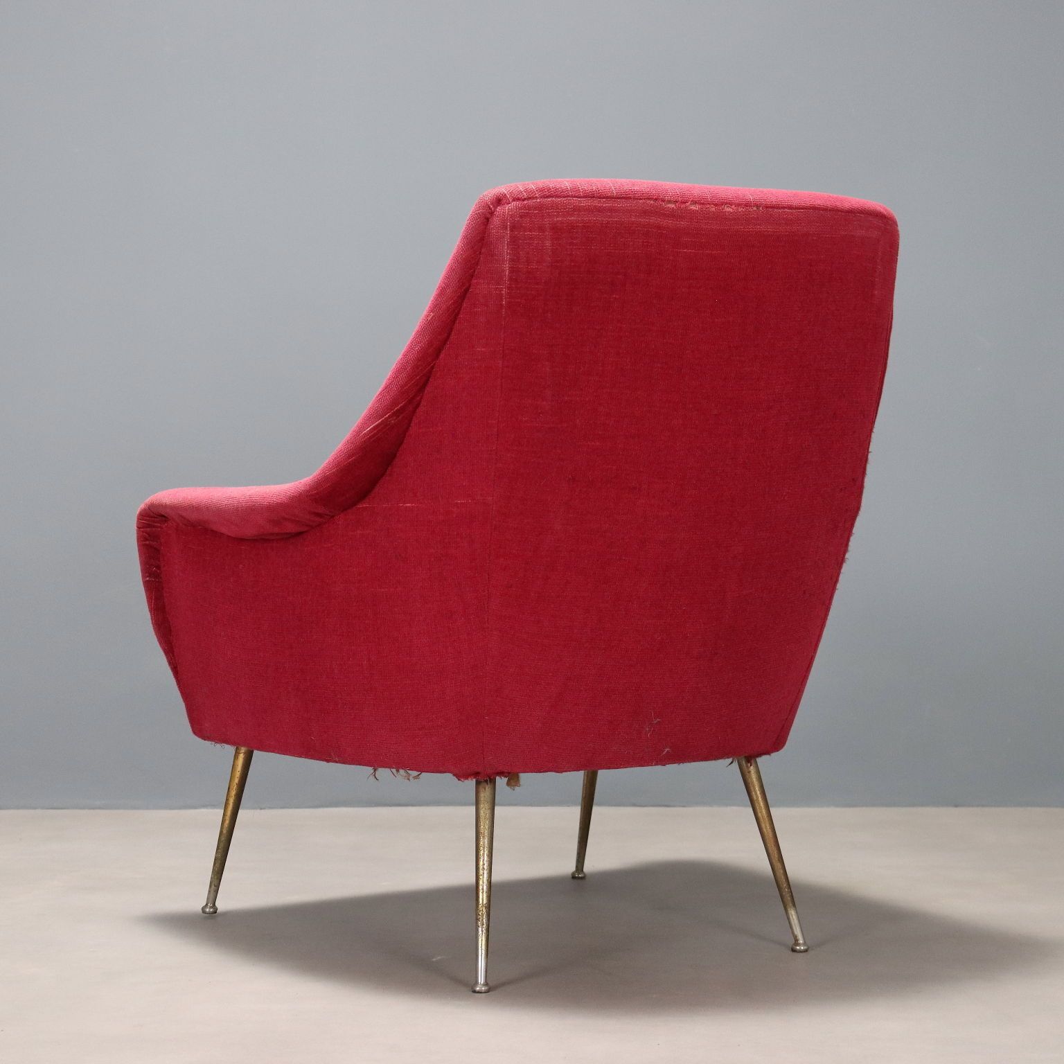Vintage Armchair Design Fabric Brass Italy 1950s 1960s photo buy