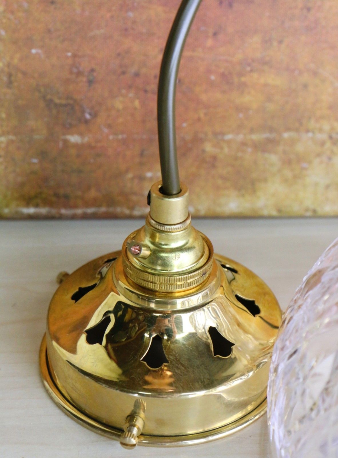 Ceiling Light Antique Cut Glass Pendant Shade Glass Bowl Multi Cut Rewired photo buy