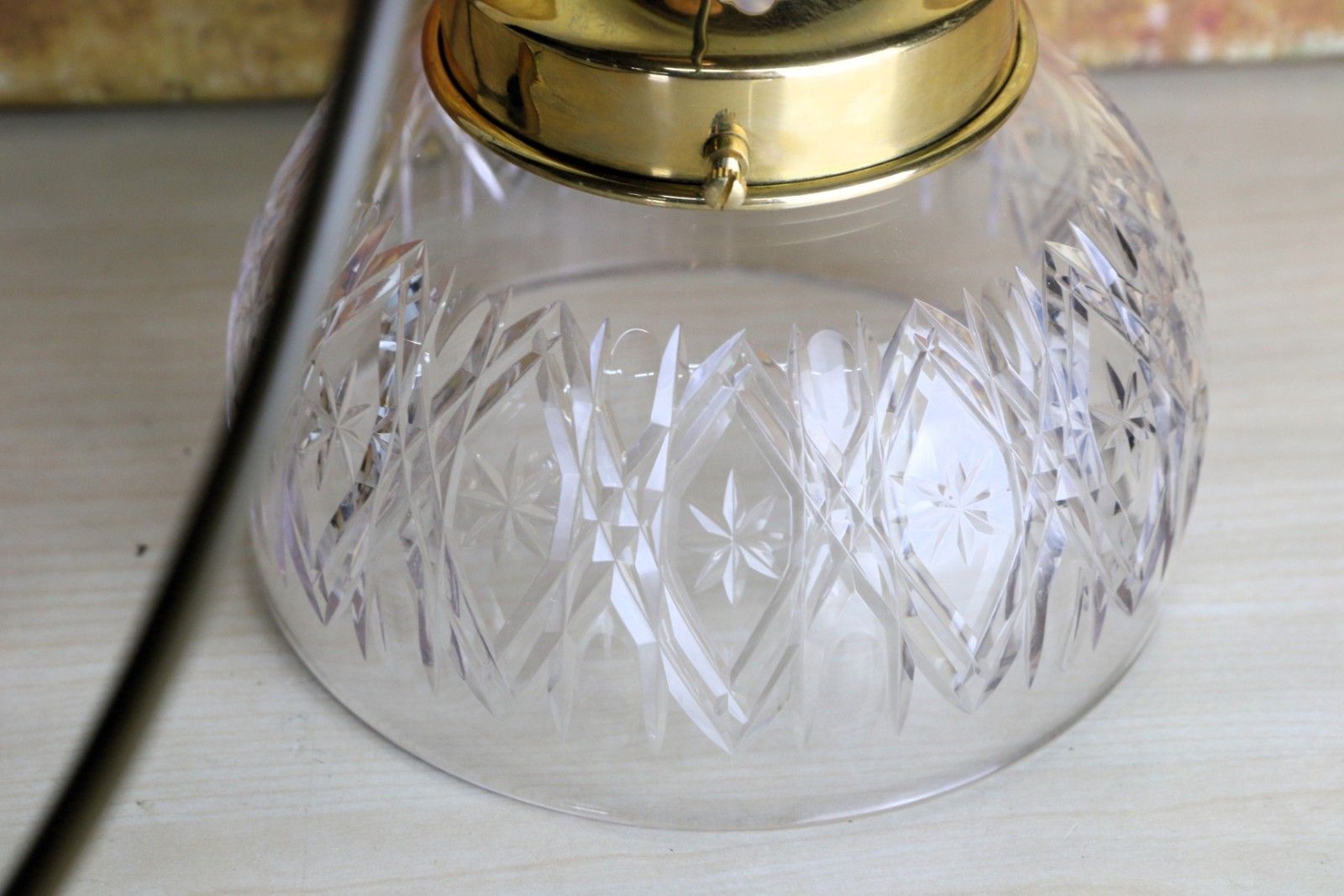 photo vinterior Ceiling Light Antique Cut Glass Pendant Shade Glass Bowl Multi Cut Rewired