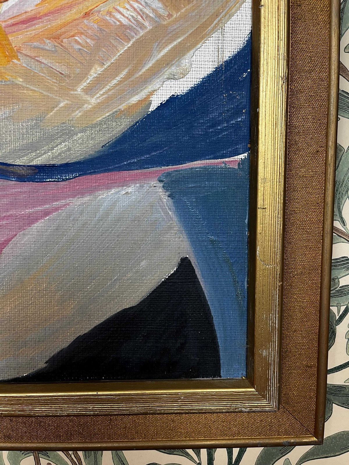 Abstract Composition With Collage From 1966 Original Oil Painting By Wivi Bark Stawe (1933 2020) Listed Swedish Artist Mid Century Modernist photo buy
